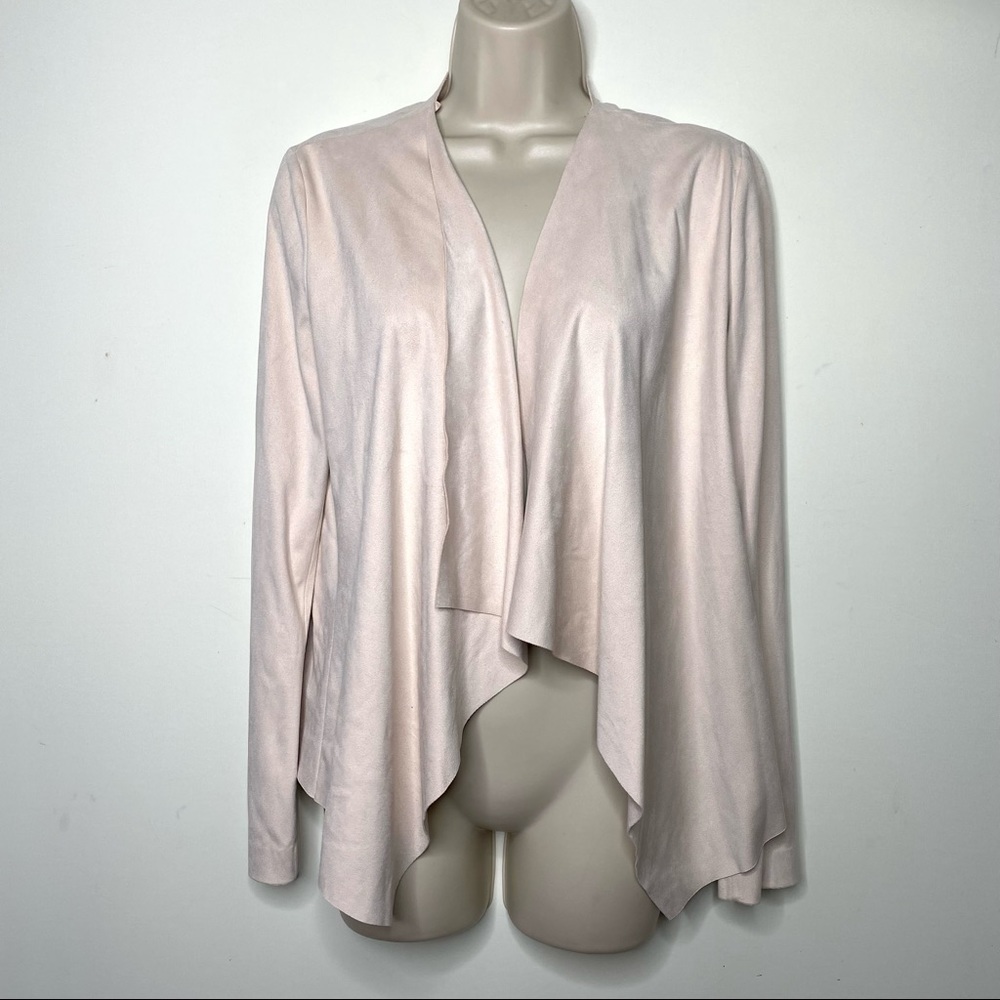 Zara Basic Open Front Drape Jacket Faux Suede Cre… - image 1